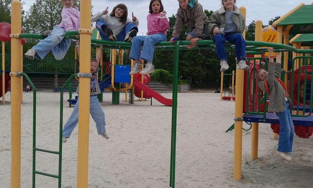 kinderen op een speeltoestel